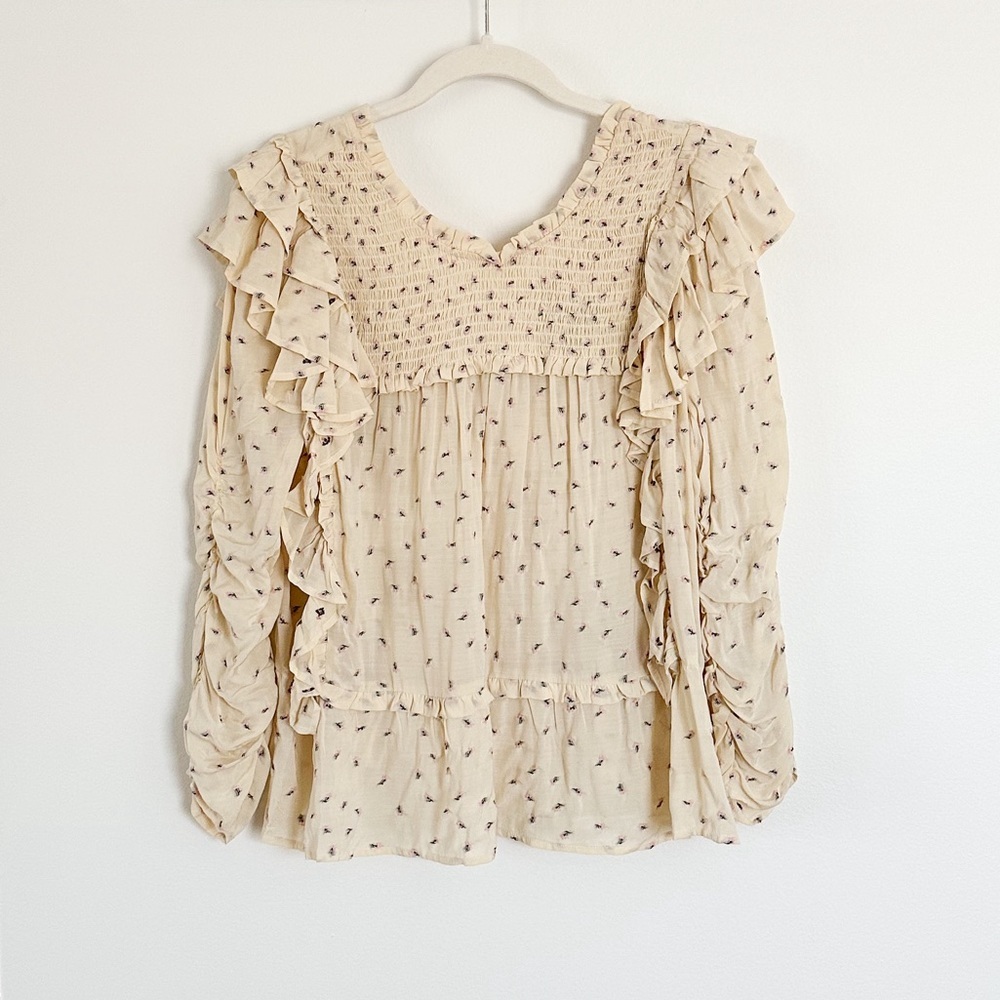 NWT Munthe Crisp Embroidered Ruffle Top Creme Size 10 US 40 EU - Picture 3 of 4